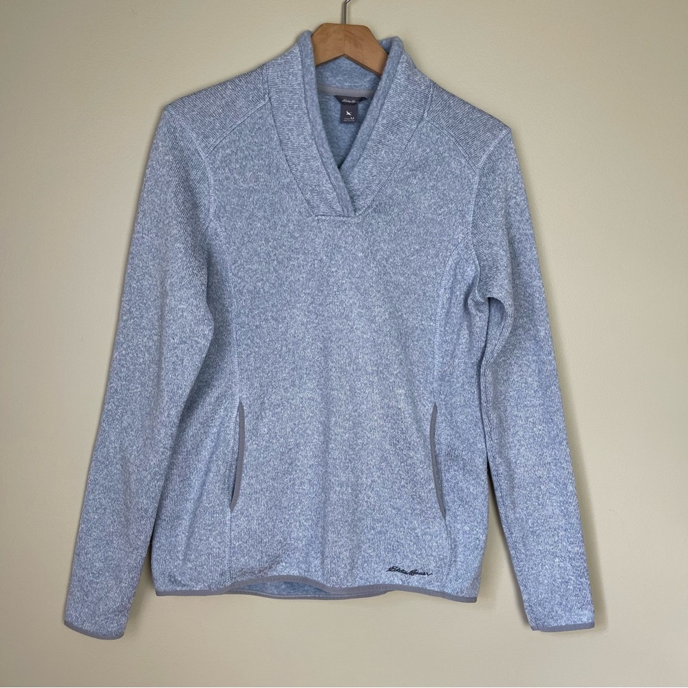 Eddie Bauer V-Neckline/ Overlapping Collar Light Blue Sweater Size M